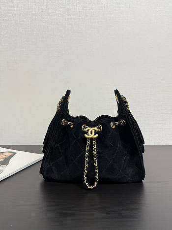 Chanel Mini 25 Handbag Black Suede 22x20x12.5cm