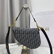 Dior Saddle Bag with Strap Gray Denim 25.5x20x6.5cm - 3