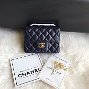 Chanel Mini Flap Bag Navy Blue Lambskin Gold 17cm - 1