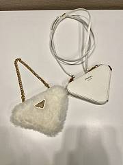 Prada Shearling/Saffiano Mini Pouch White 15x10x5cm - 4