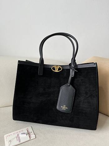 Valentino Garavani Suede Tote Bag Black 38x28x15cm