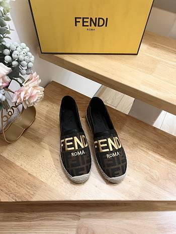 Fendi FF Jacquard Fabric Roma Espadrilles Flat