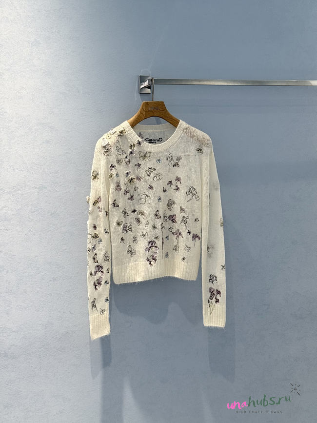 Dior Embroidered Sweater White Alpaca - 1