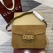 Gucci Medium Horsebit Bag Brown Suede 30x20.5x11cm - 1