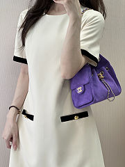 Chanel Mini 25 Handbag Purple Suede 22x20x12.5cm - 3