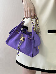 Chanel Mini 25 Handbag Purple Suede 22x20x12.5cm - 2
