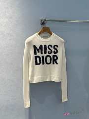 Dior Sweater Ecru Cashmere and Silk Knit with Red Miss Dior Graffiti Motif - 2