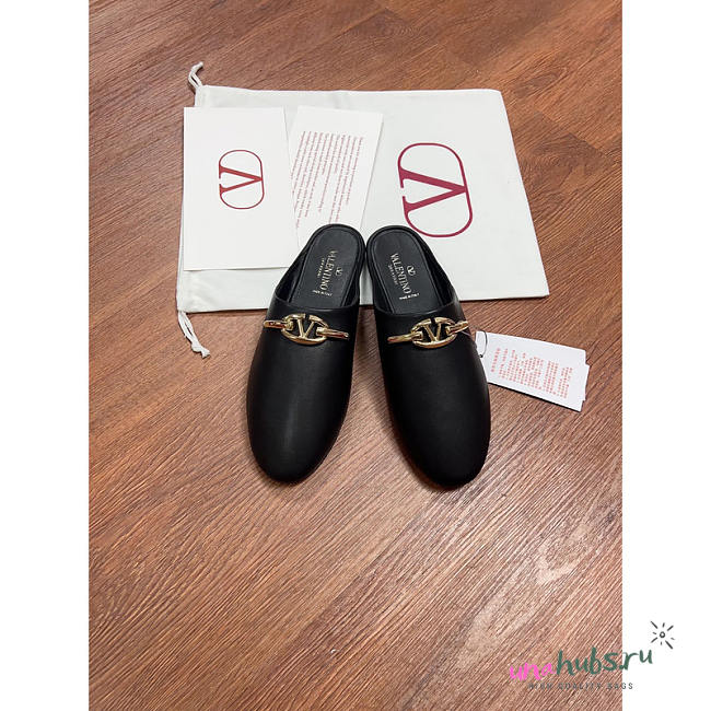 Valentino Garavani V-Logo Mules - Black - 1