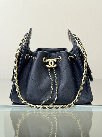 Chanel Mini 25 Handbag Navy Blue Caviar 22x20x12.5cm