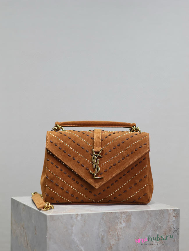 YSL College Brown Suede 24x17x6cm - 1