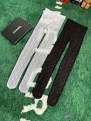Chanel Black/White CC Logo Tights - 1