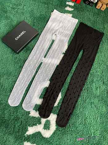 Chanel Black/White CC Logo Tights