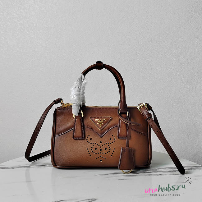 Prada Galleria mini leather bag cognac 21x12.5x8.5cm - 1