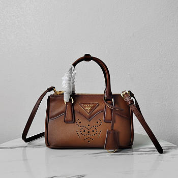 Prada Galleria mini leather bag cognac 21x12.5x8.5cm