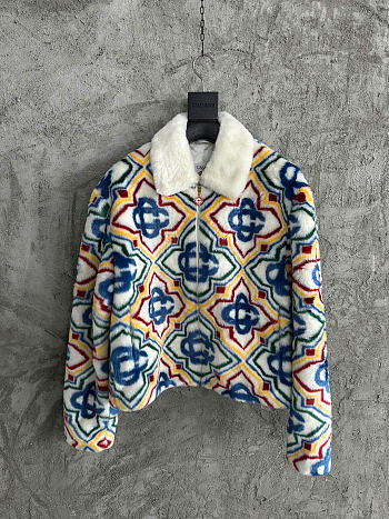 Casablanca Multicolor Jacquard Faux-Fur Jacket