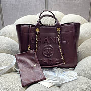 Chanel Tote Bag Burgundy Calfskin 50x30x22cm - 1