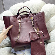 Chanel Tote Bag Burgundy Calfskin 50x30x22cm - 3