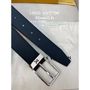 Louis Vuitton 35mm Black Leather Belt Silver  - 4