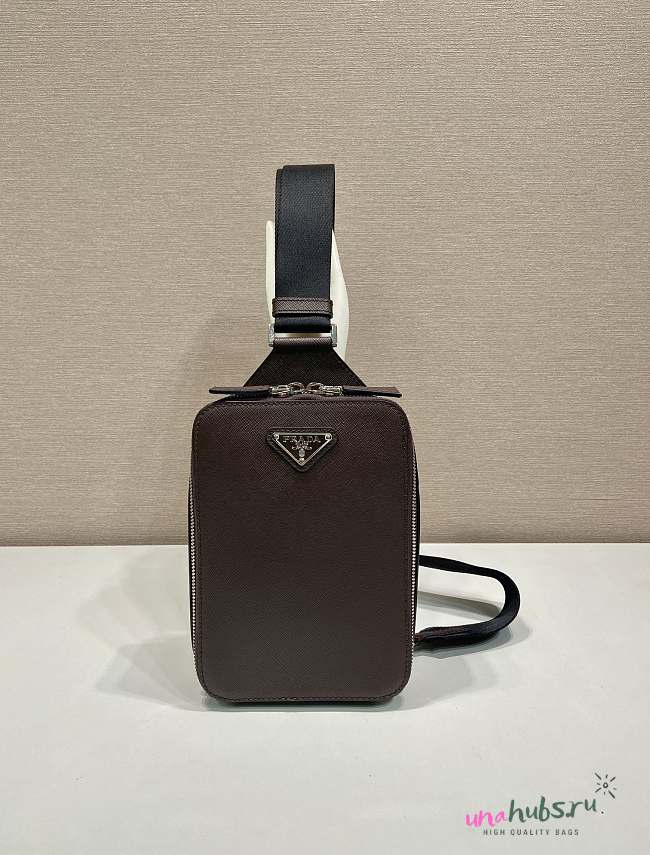 Prada Brique Saffiano Leather Coffee Bag 20x14x5cm - 1
