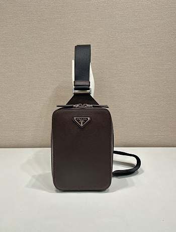 Prada Brique Saffiano Leather Coffee Bag 20x14x5cm