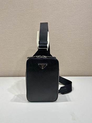 Prada Brique Saffiano Leather Black Bag 20x14x5cm