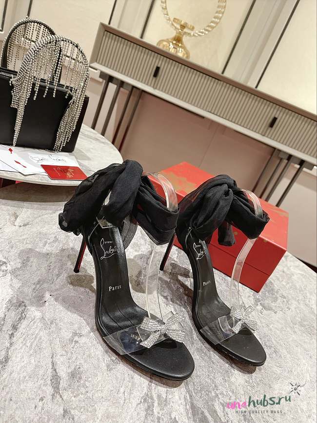 Christian Louboutin Crystal Bow Silk-Tie Heel 10cm - 1