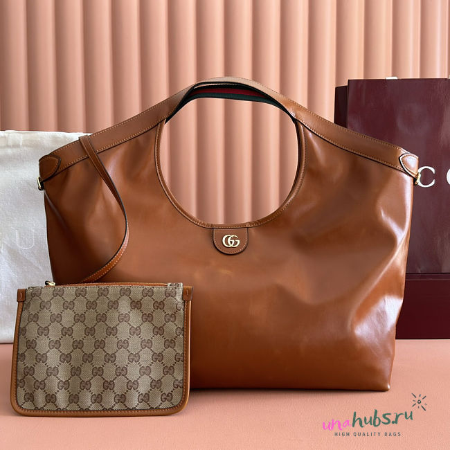 Gucci Giglio large tote bag Leather Brown 60x47x16cm - 1