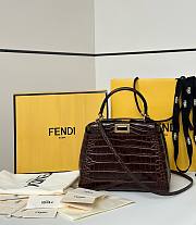 Fendi Peekaboo Bag Dark Brown Crocodile Bag 23x13x17cm - 1