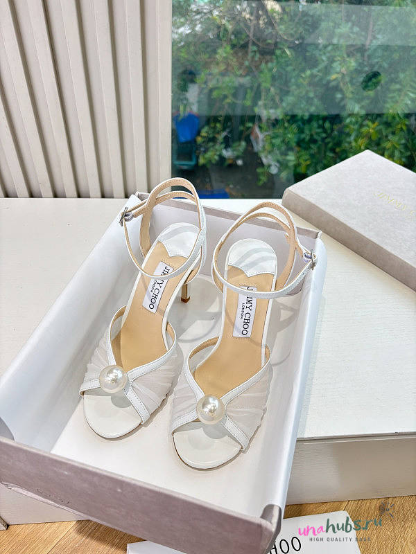 Jimmy Choo Sacaria 85MM Tulle Sandals White - 1