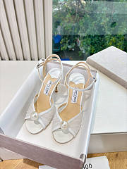 Jimmy Choo Sacaria 85MM Tulle Sandals White - 1