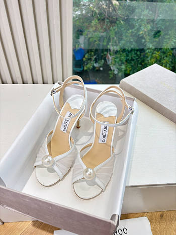 Jimmy Choo Sacaria 85MM Tulle Sandals White