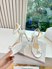 Jimmy Choo Sacaria 85MM Tulle Sandals White - 3