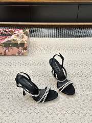 Dolce & Gabbana Black Rhinestone Chain 105 Sandals - 1