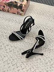 Dolce & Gabbana Black Rhinestone Chain 105 Sandals - 4