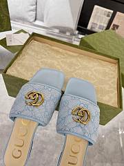 Gucci Marmont Jolie Slide Blue Sandals - 4