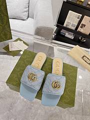 Gucci Marmont Jolie Slide Blue Sandals - 3