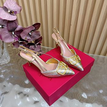 Valentino Vlogo Signature Metallic Slingback Pumps 80mm