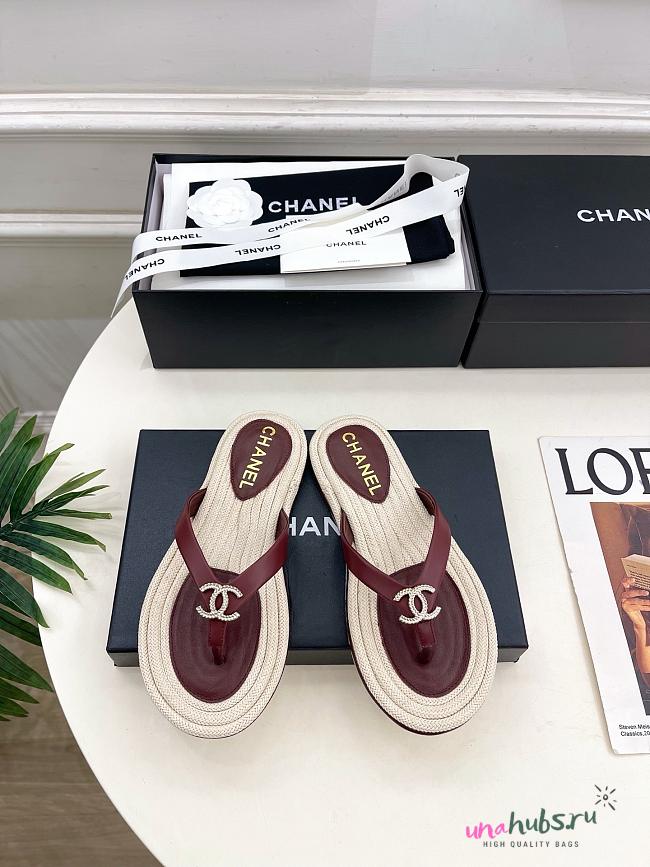 Chanel Burgundy Flip-flops - 1