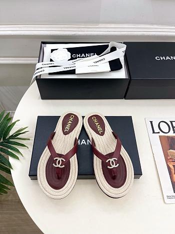 Chanel Burgundy Flip-flops