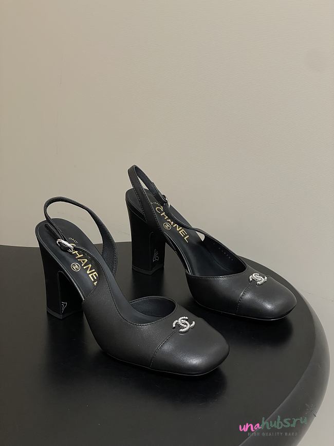 Chanel Slingback Black Pump 9cm - 1