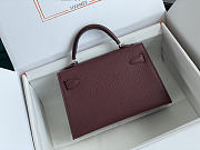 Hermes Kelly Mini Burgundy Silver Epsom 19cm - 4