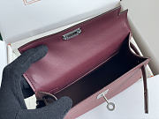 Hermes Kelly Mini Burgundy Silver Epsom 19cm - 3