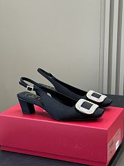 Roger Vivier Black Satin Pilgrim Slingback Pumps 45 - 1