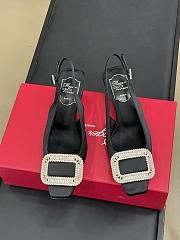 Roger Vivier Black Satin Pilgrim Slingback Pumps 45 - 4