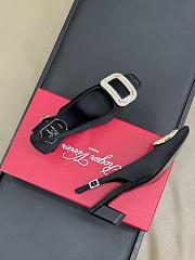 Roger Vivier Black Satin Pilgrim Slingback Pumps 45 - 2