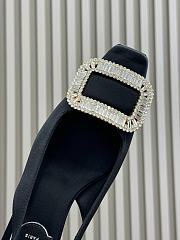 Roger Vivier Black Satin Pilgrim Slingback Pumps 45 - 3