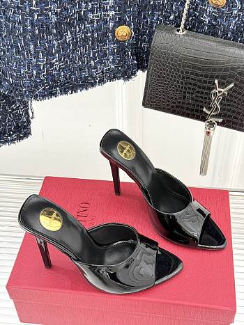 YSL Romy Mules In Patent Leather Black 9cm