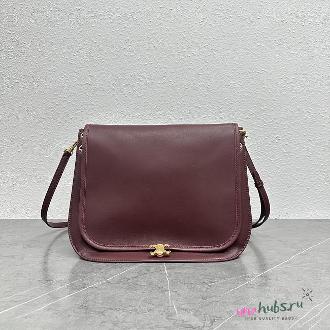 Celine Soft Triomphe Besace Burgundy 32x7x27cm - 1