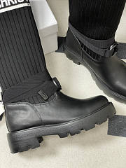 Dior D-Major Boot Black Calfskin with Black and White - 2