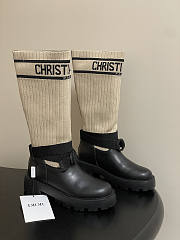 Dior D-Major Boot Black Calfskin with Black and beige - 1